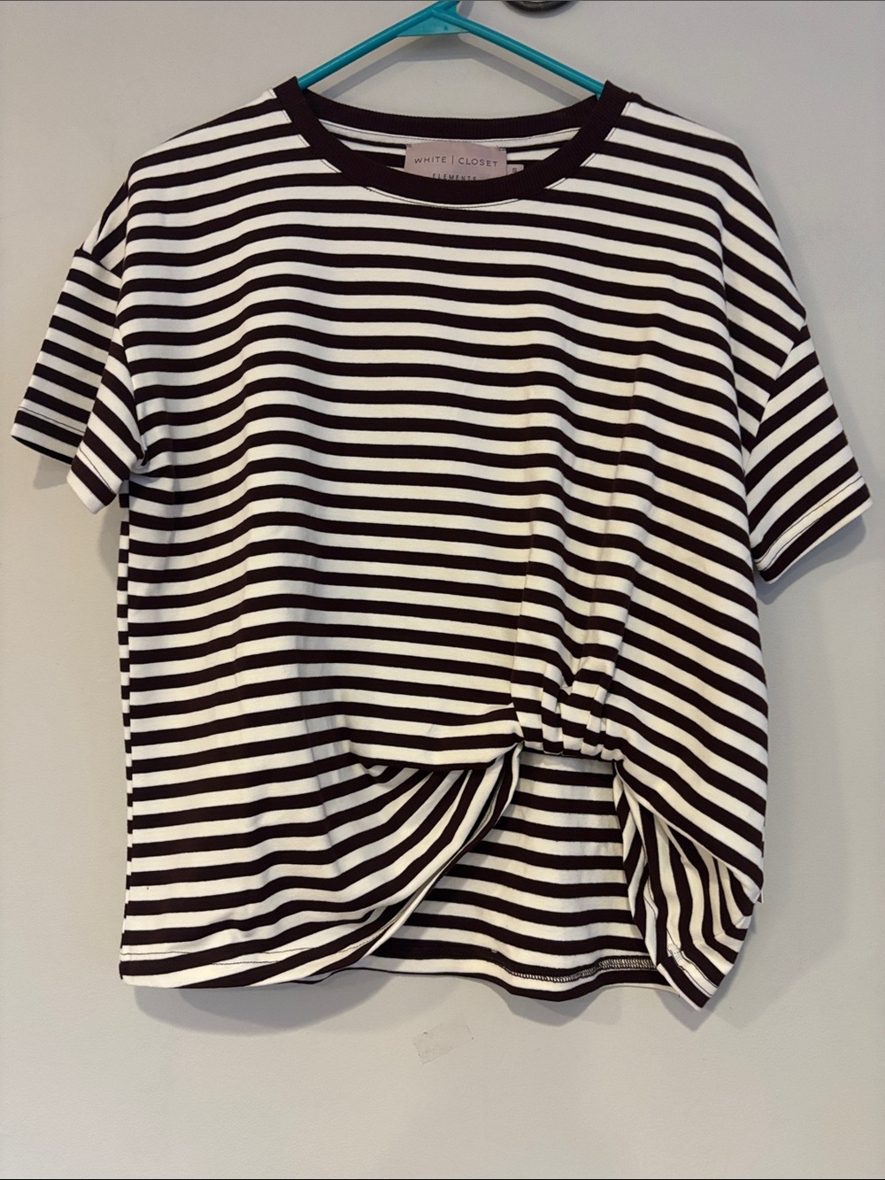 White Closet Black & White Striped Knot Tee